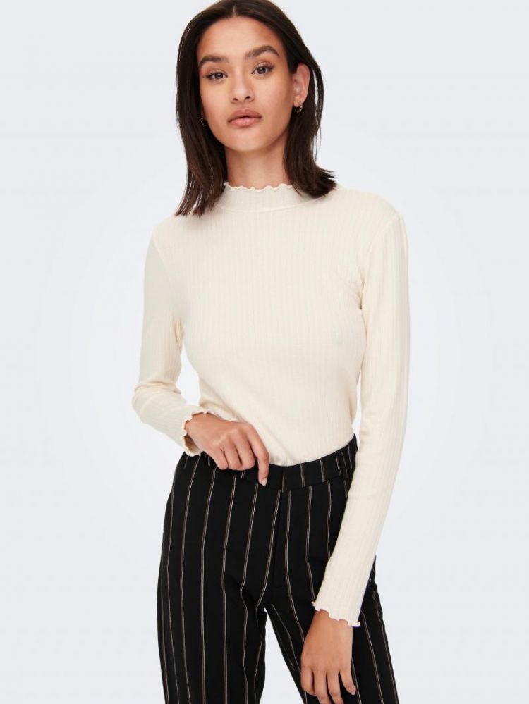 JDYFRANSISKA L/S HIGHNECK TOP 196844 Whitecap
