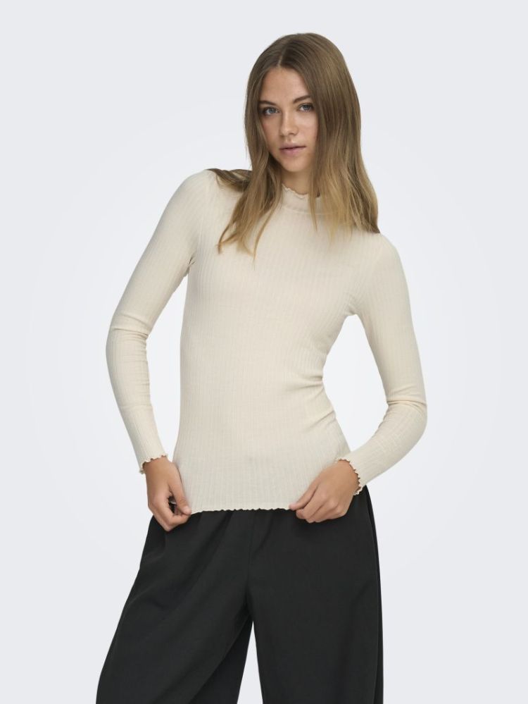 JDYFRANSISKA L/S HIGHNECK TOP 196844 Whitecap