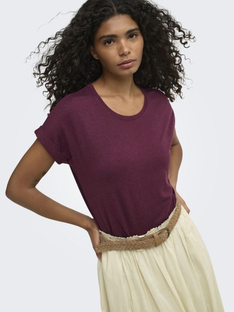 ONLMOSTER S/S O-NECK TOP NOOS 294455 Maroon B