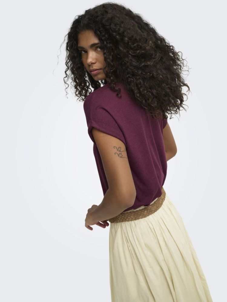 ONLMOSTER S/S O-NECK TOP NOOS  294455 Maroon B