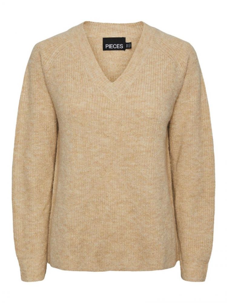 PCJESSA LS LUREX V-NECK KNIT 245215001 Birch