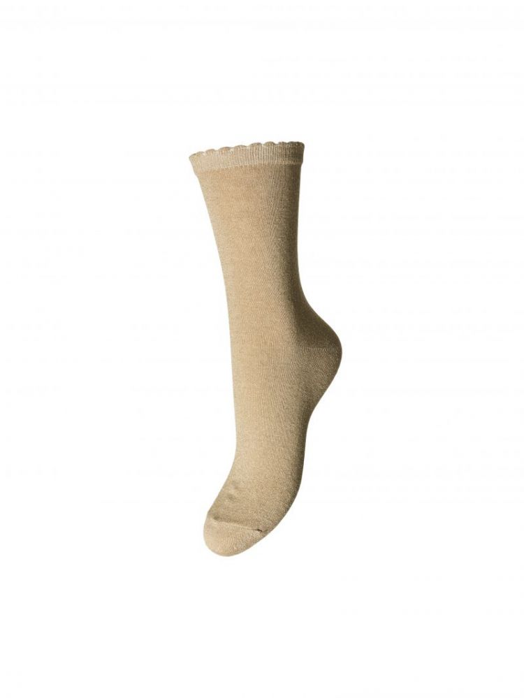 PCSEBBY GLITTER LONG SOCKS NOO 207853019 Natur