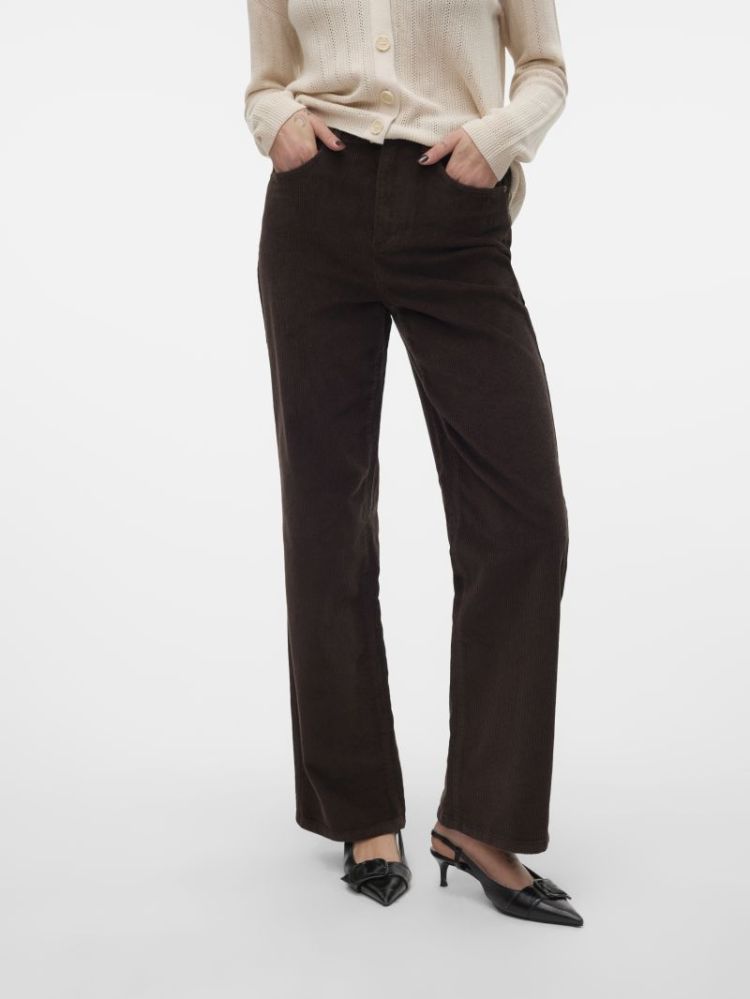 VMTESSA HR WIDE CORDUROY PANTS 297957 Chocolat