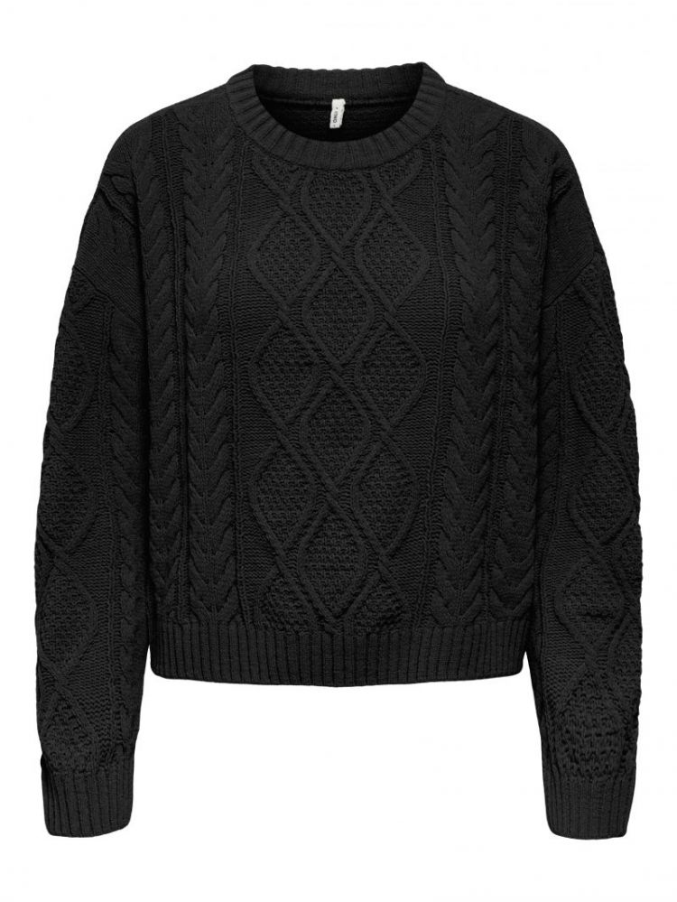 ONLELLY LIFE LS CABLE O-NECK C 177911 Black