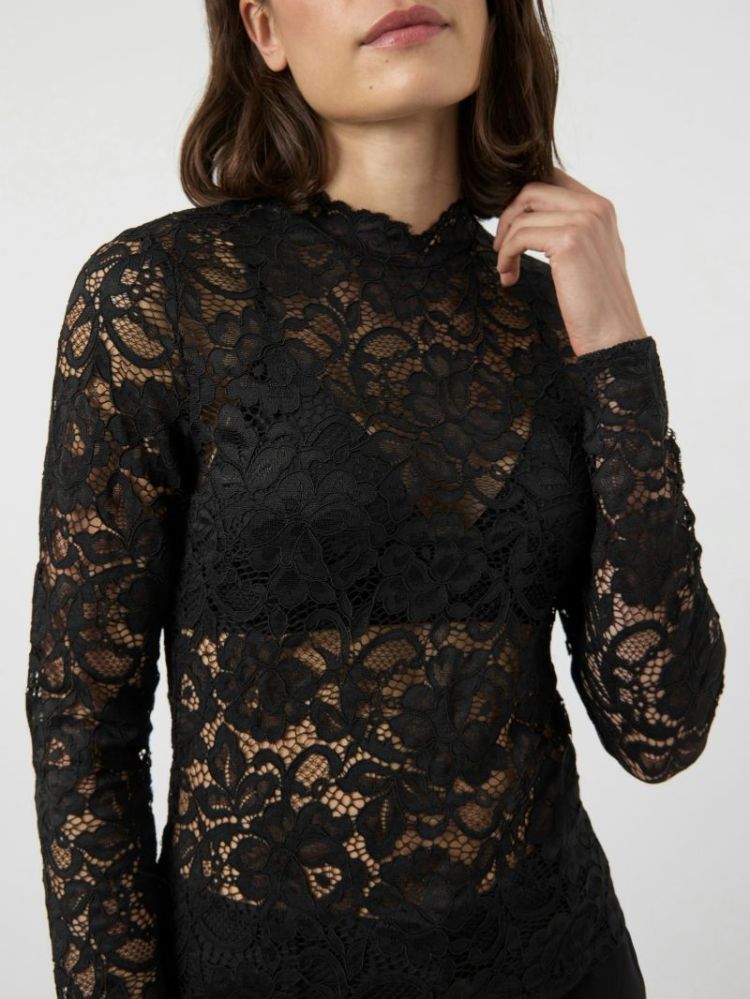 YASLACEY LS LACE TOP S. NOOS 190939 Black