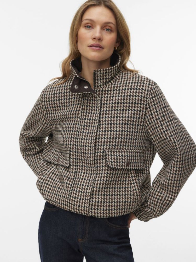 VMCHERYL SHORT CHECK JACKET EN 297957001 Choco