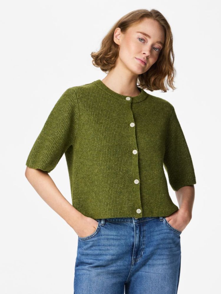 PCSILLY SS O-NECK KNIT CARDIGA 304144001 Sphag