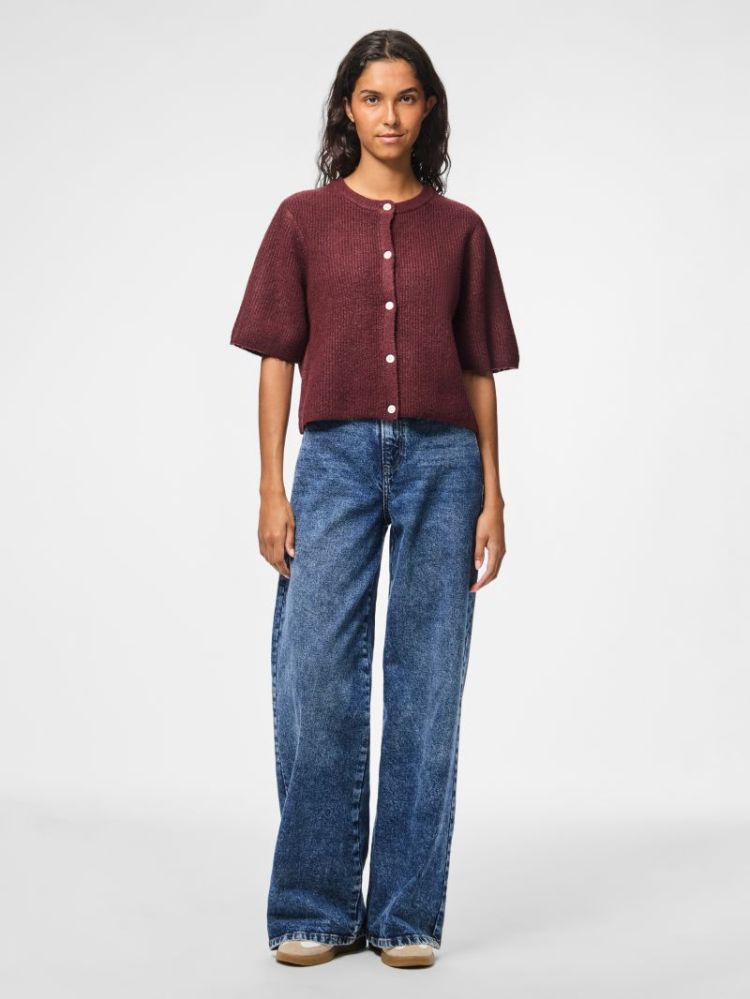 PCSILLY SS O-NECK KNIT CARDIGA 188938001 Tawny
