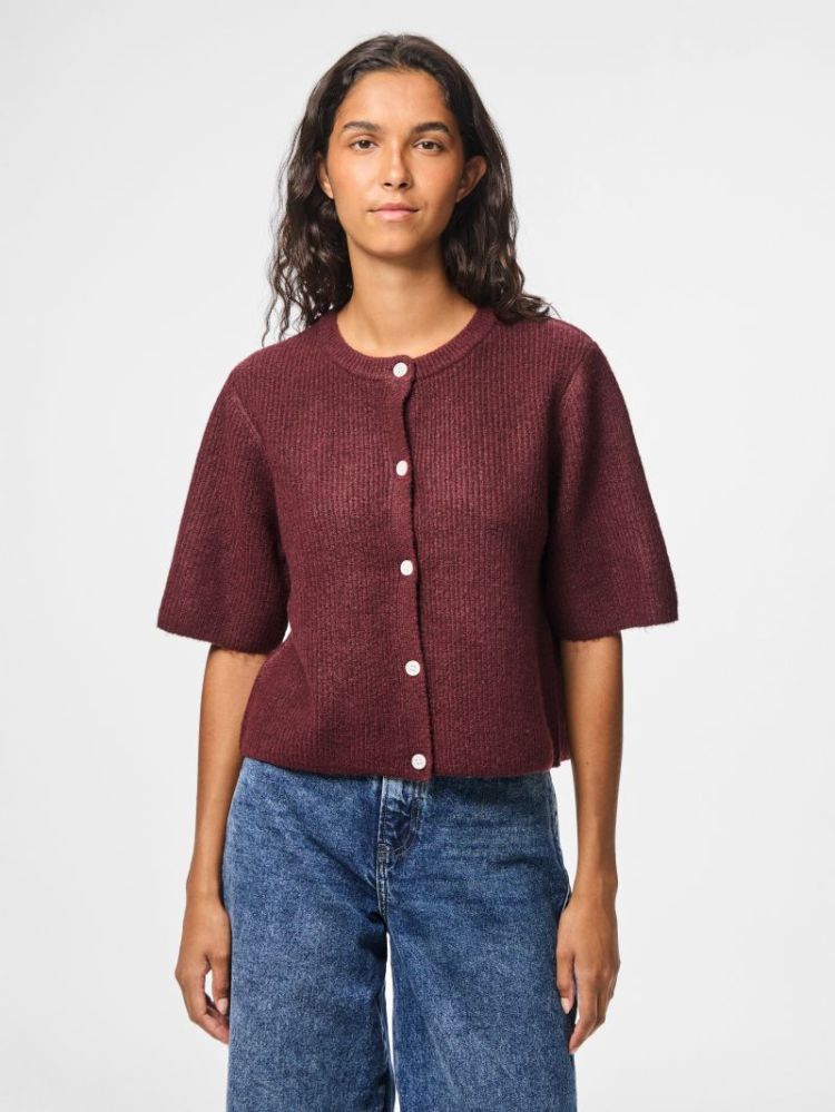 PCSILLY SS O-NECK KNIT CARDIGA 188938001 Tawny