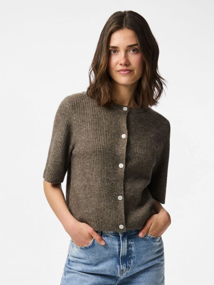 PCSILLY SS O-NECK KNIT CARDIGA 294398001 Morel
