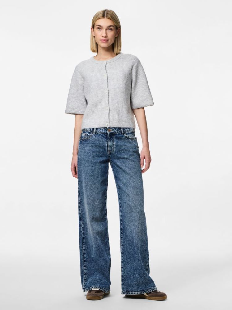 PCSILLY SS O-NECK KNIT CARDIGA 179273 Light Gr