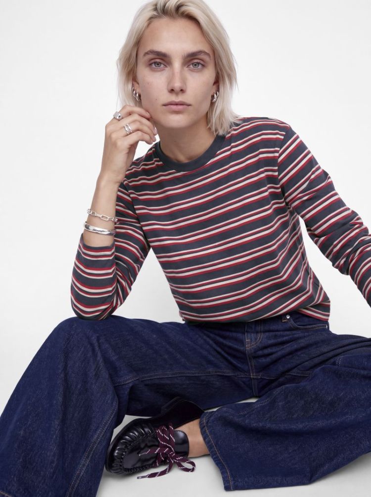 JXSOPHIA BOXY LS STRIPE TEE JR 175879012 Night