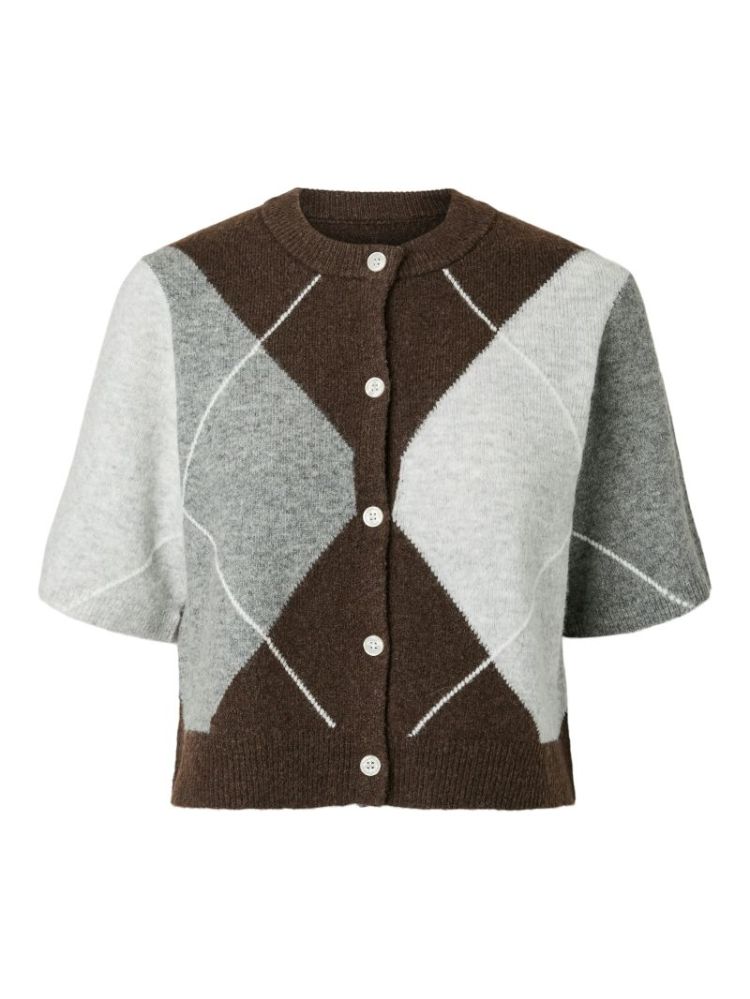 PCSALLY SS KNIT CHECK CARDIGAN 302664002 Hot F