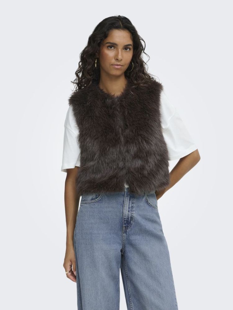 JDYORA FAUX FUR WAISTCOAT OTW 244915 Chocolat