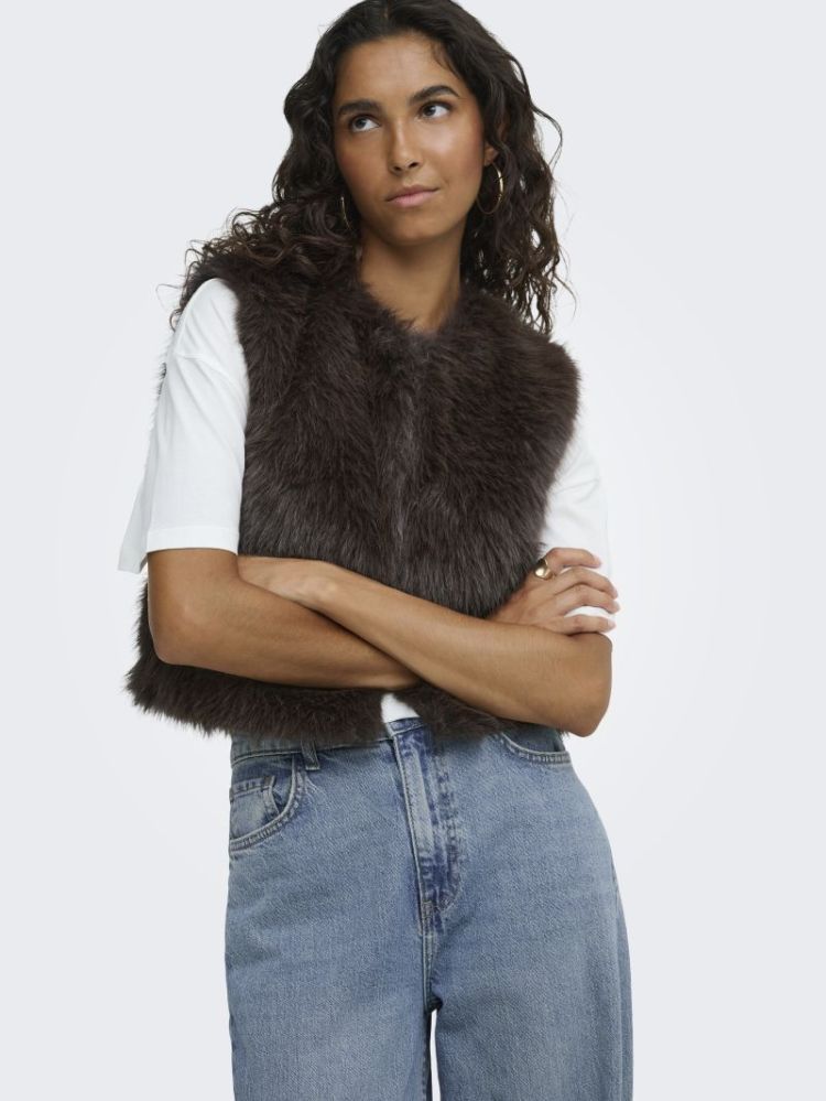 JDYORA FAUX FUR WAISTCOAT OTW 244915 Chocolat