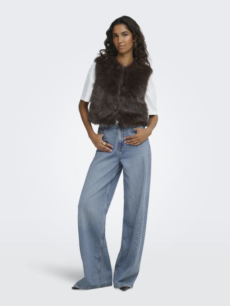 JDYORA FAUX FUR WAISTCOAT OTW  244915 Chocolat