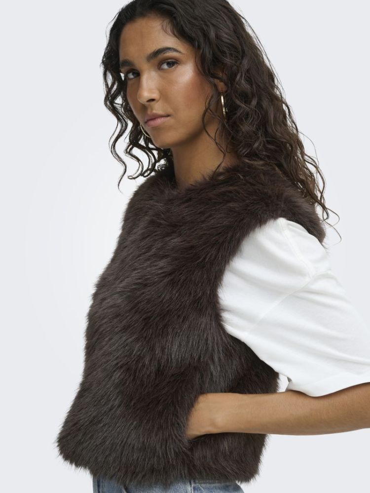 JDYORA FAUX FUR WAISTCOAT OTW 244915 Chocolat