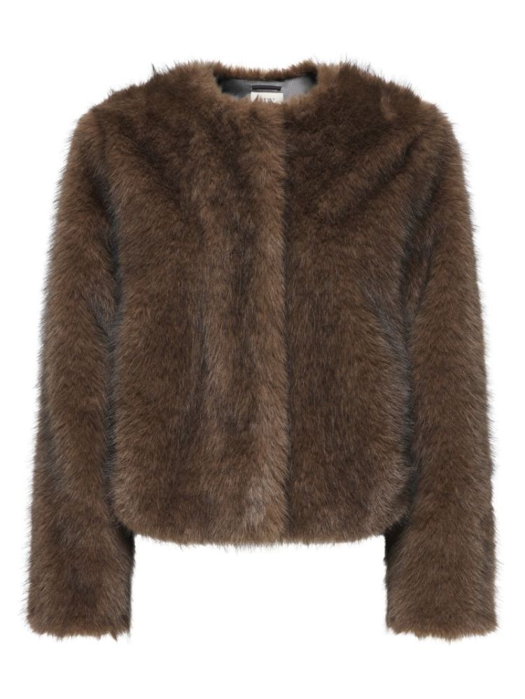 JDYAMY FAUX FUR SHORT JACKET O 244915001 Choco