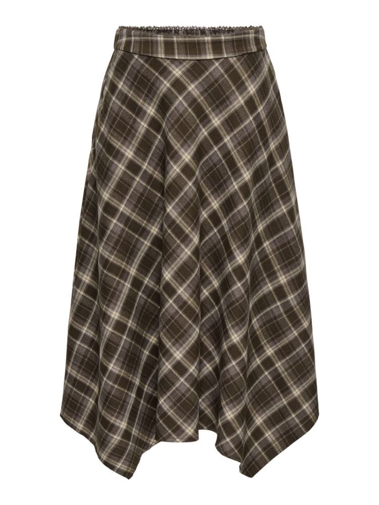 ONLGUKA LONG ASSY CHECK SKIRT  214950001 Slate