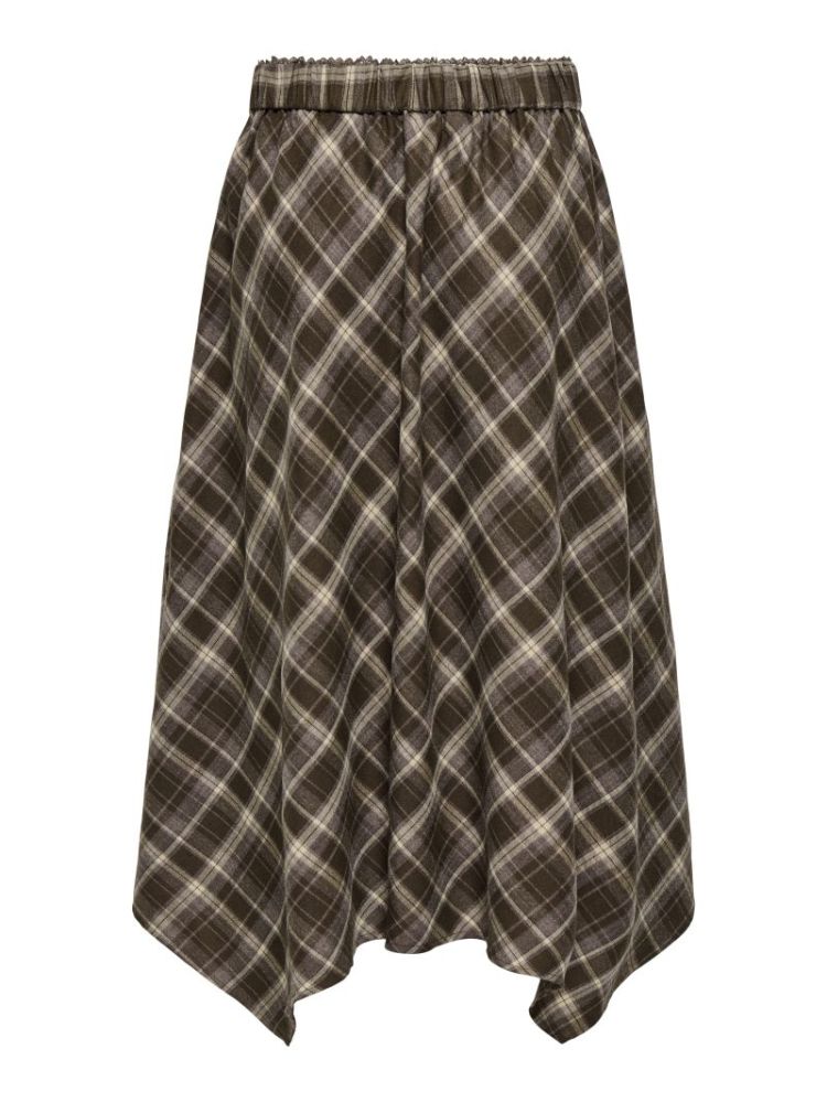 ONLGUKA LONG ASSY CHECK SKIRT  214950001 Slate