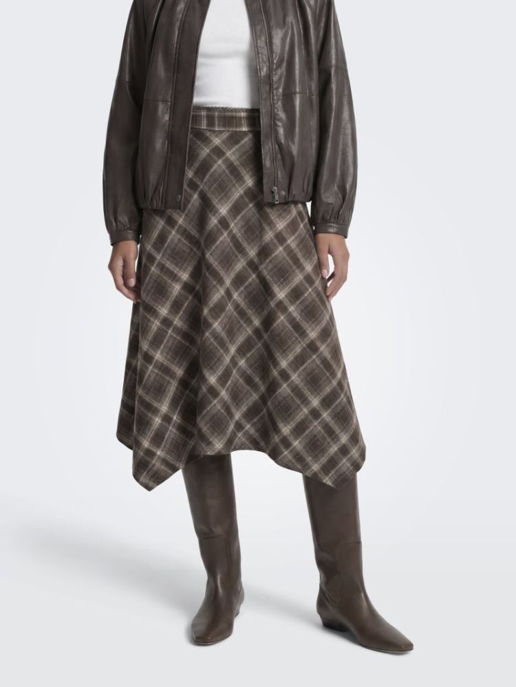 ONLGUKA LONG ASSY CHECK SKIRT  214950001 Slate