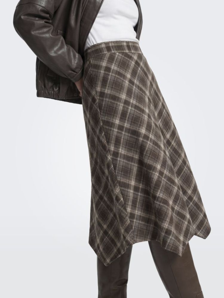 ONLGUKA LONG ASSY CHECK SKIRT  214950001 Slate