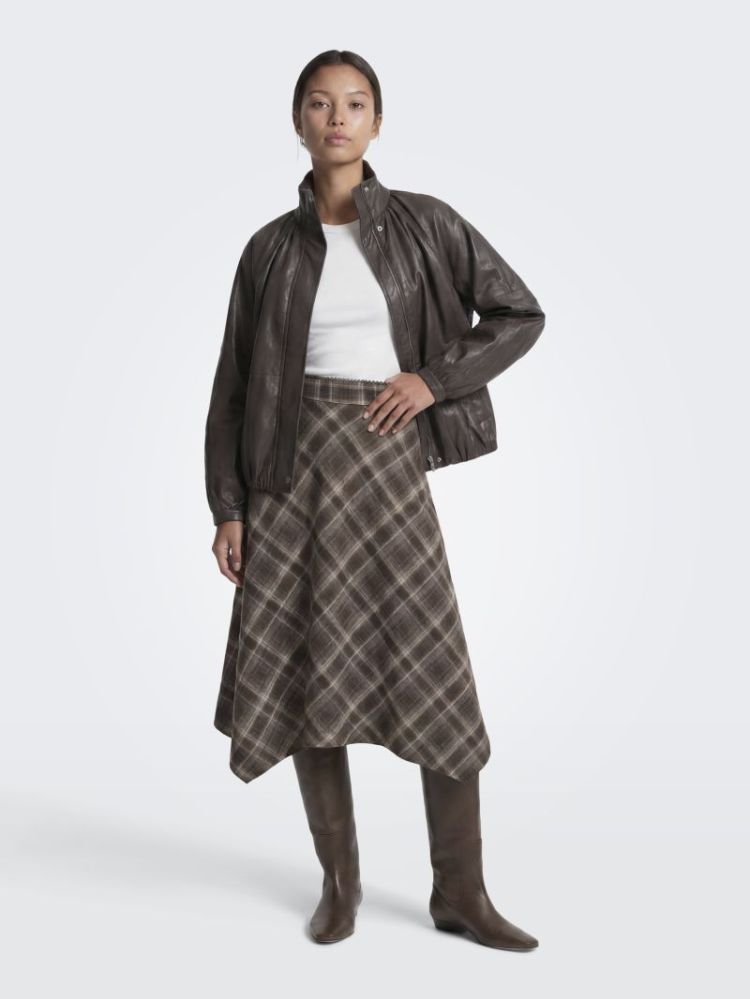 ONLGUKA LONG ASSY CHECK SKIRT  214950001 Slate