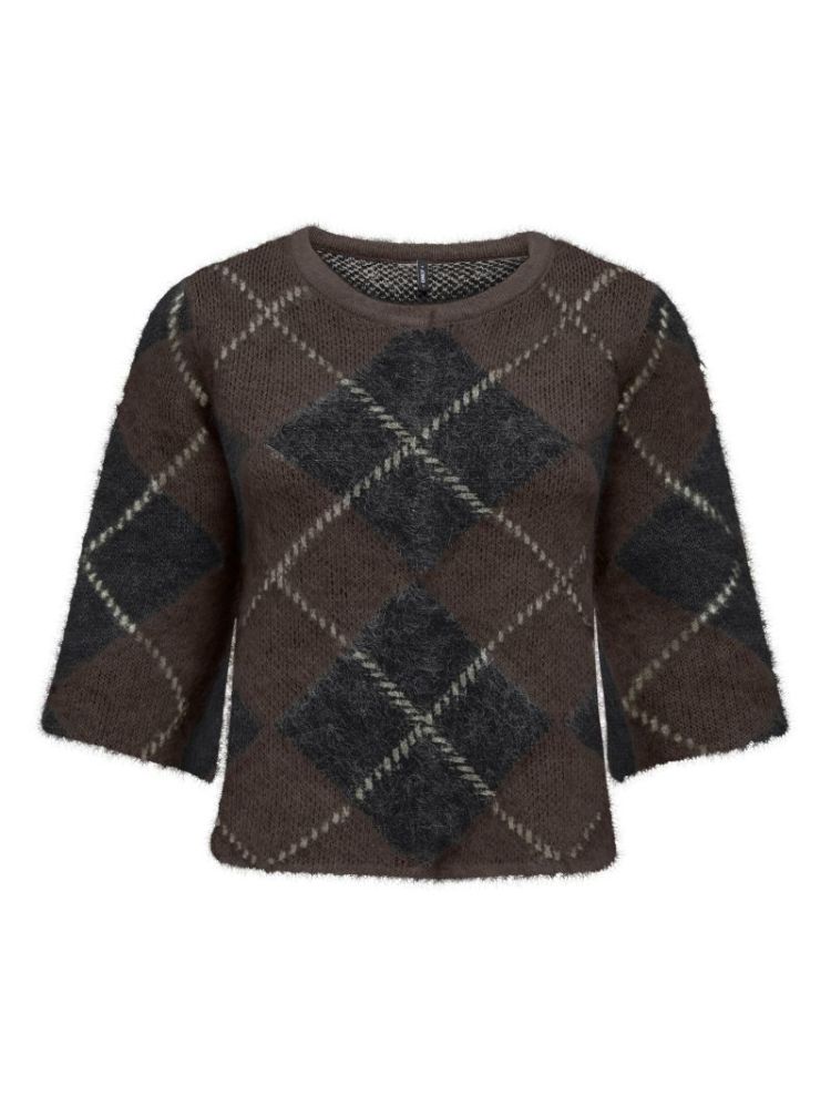 ONLNOEME SS PATTERN O-NECK KNT 237375009 Coffe