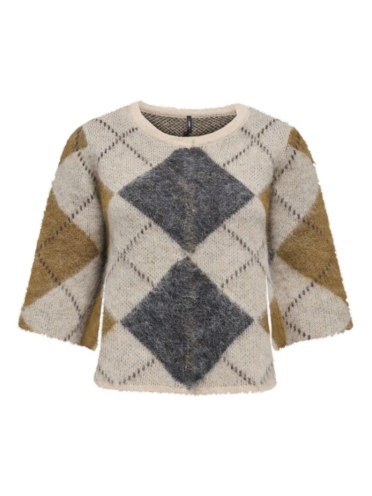 ONLNOEME SS PATTERN O-NECK KNT 177935010 Oatme