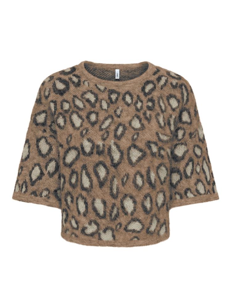 ONLNOEME SS PATTERN O-NECK KNT 302321007 Cocoa