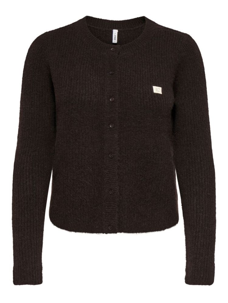 ONLVIGGA LS O-NECK BADGE CARDI 237375002 Coffe