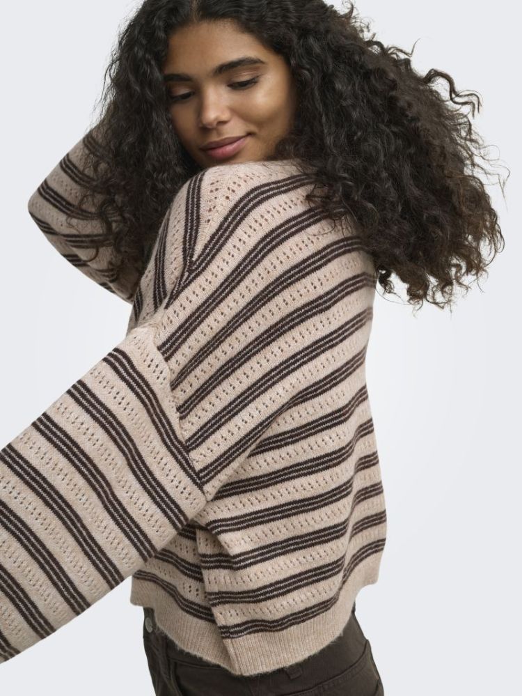 ONLMONIQUE LS LOOSE O-NECK KNT 183019001 Humus