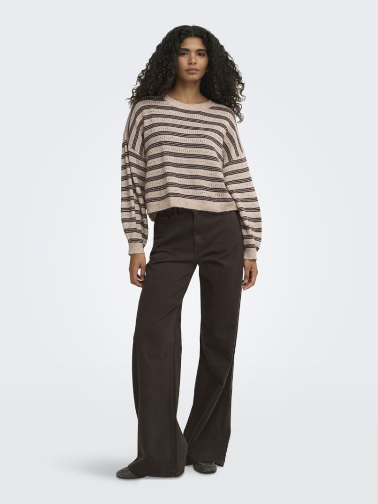 ONLMONIQUE LS LOOSE O-NECK KNT 183019001 Humus