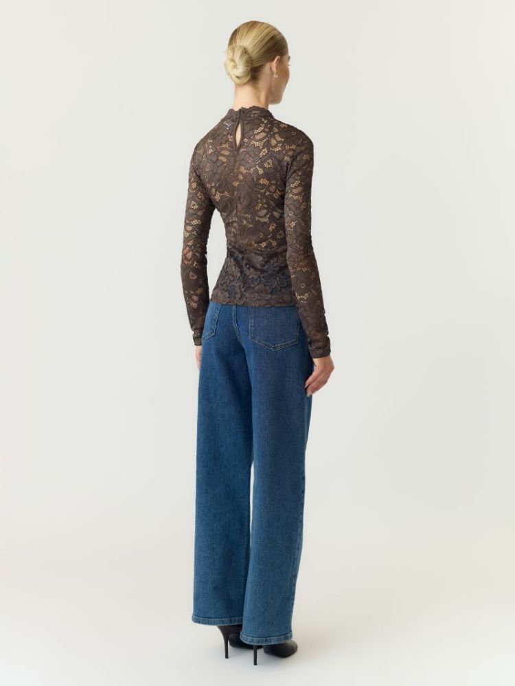YASLACEY LS LACE TOP S. NOOS 298838 Chocolat
