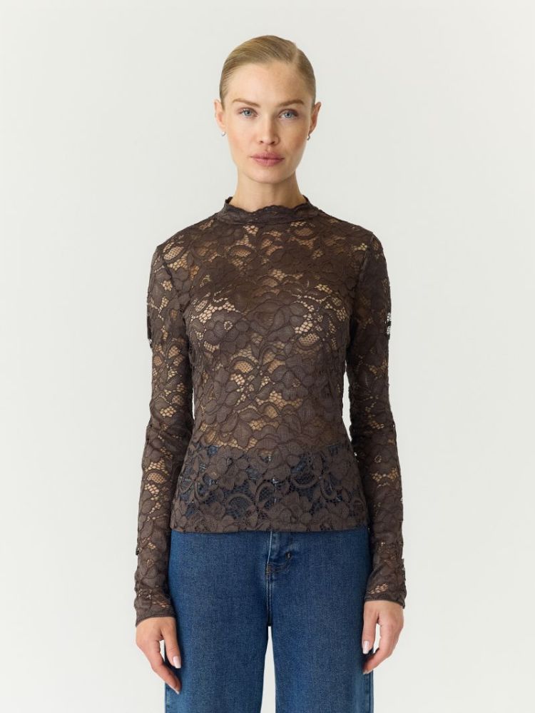 YASLACEY LS LACE TOP S. NOOS 298838 Chocolat