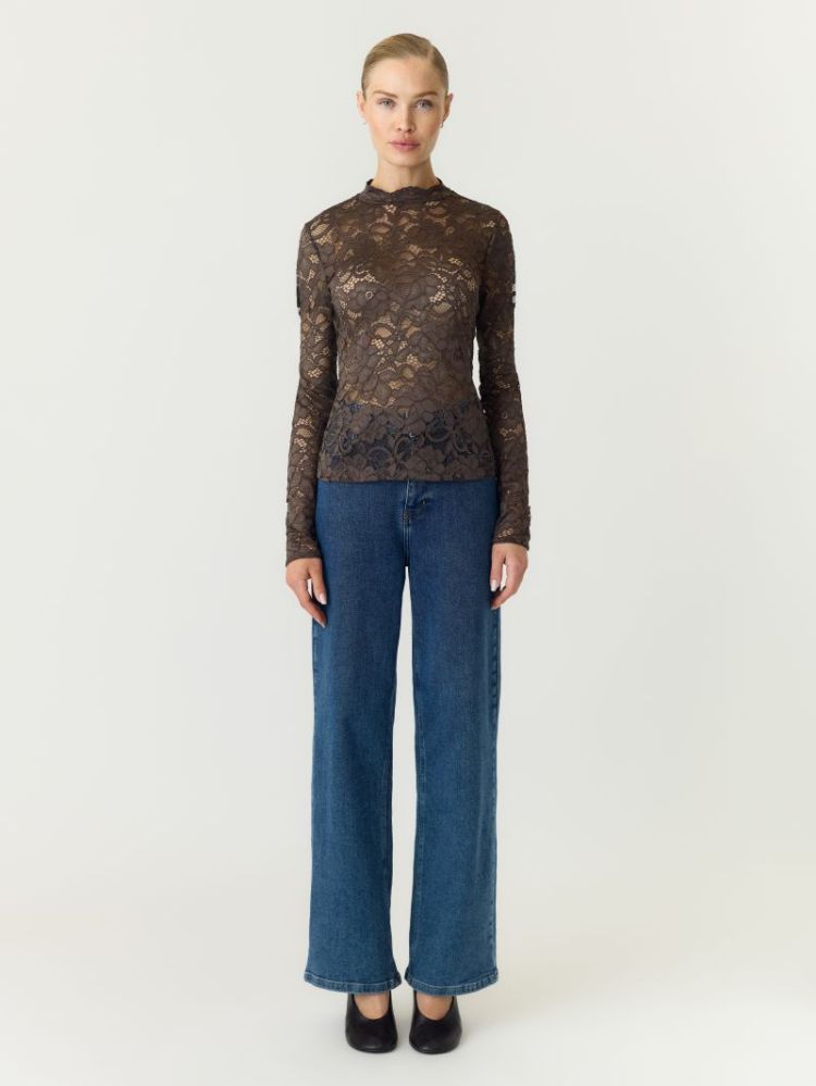 YASLACEY LS LACE TOP S. NOOS 298838 Chocolat