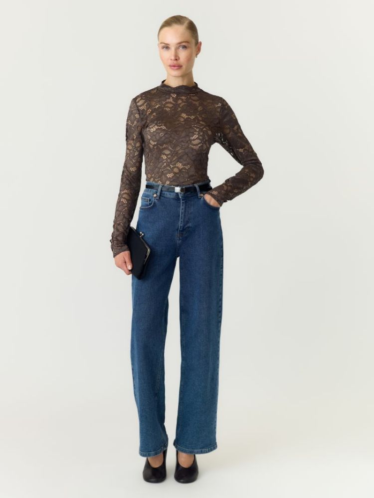 YASLACEY LS LACE TOP S. NOOS 298838 Chocolat