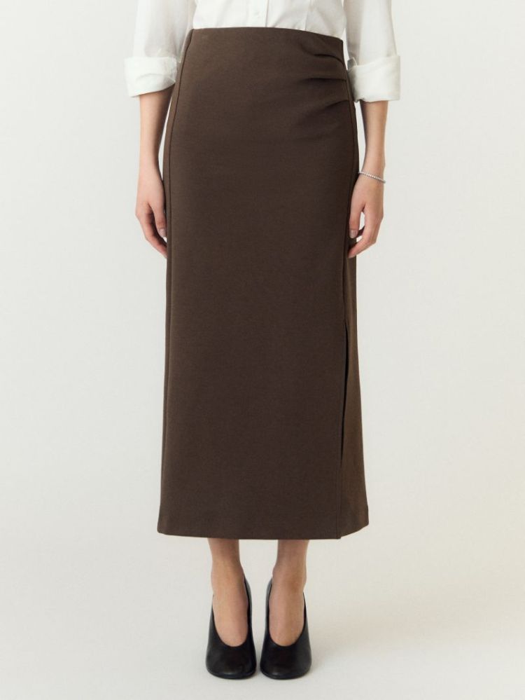 YASPINA HW LONG SKIRT NOOS 298838 Chocolat