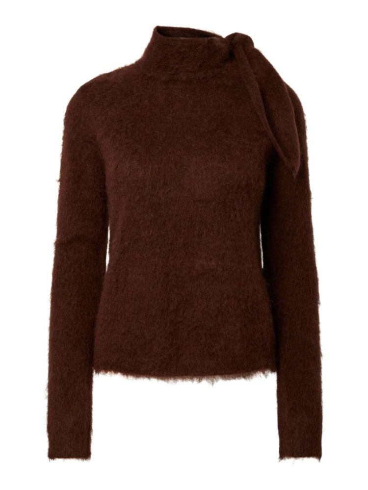 YASTILDE LS SCARF KNIT PULLOVE 229437 Coffee B