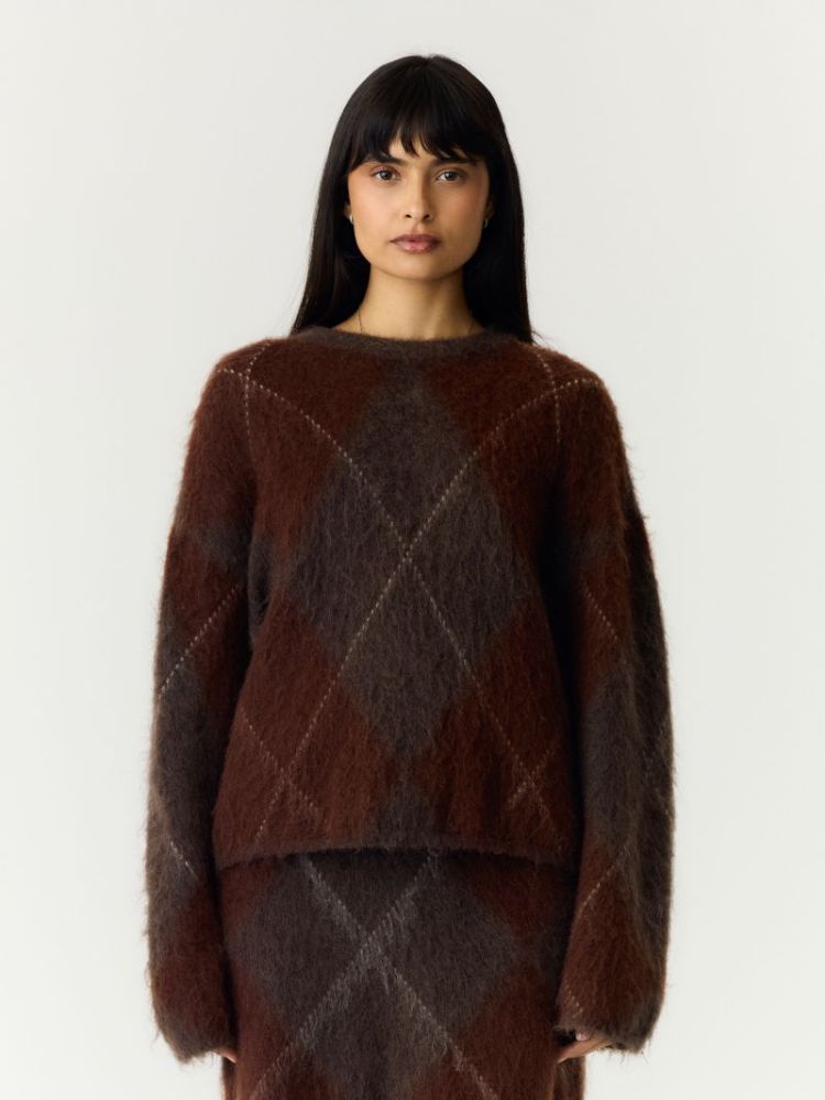 YASARGY LS MOHAIR BLEND KNIT P 229437001 Coffe