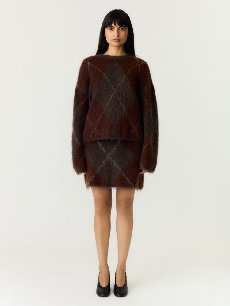 YASARGY LS MOHAIR BLEND KNIT P 229437001 Coffe