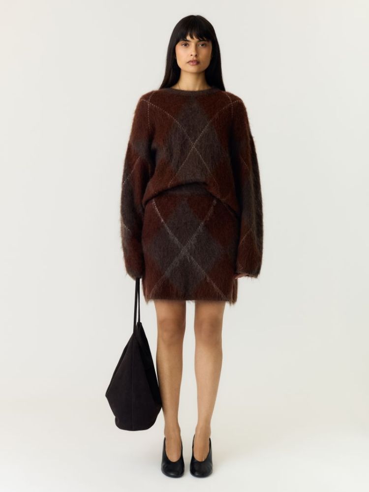 YASARGY LS MOHAIR BLEND KNIT P 229437001 Coffe