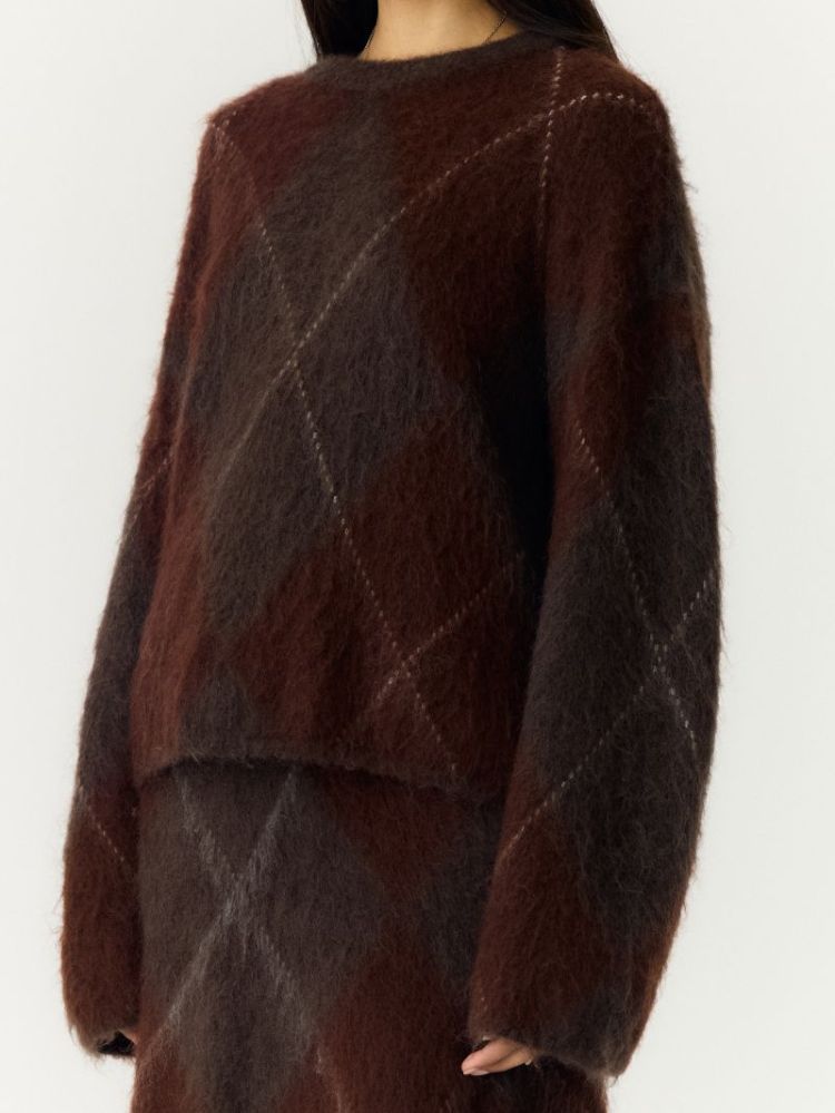 YASARGY LS MOHAIR BLEND KNIT P 229437001 Coffe