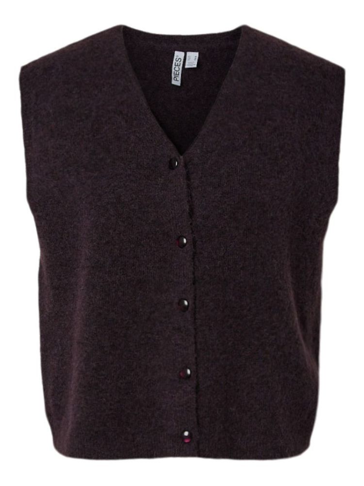 PCELLY SL KNITTED V-NECK VEST 193169 Plum Per