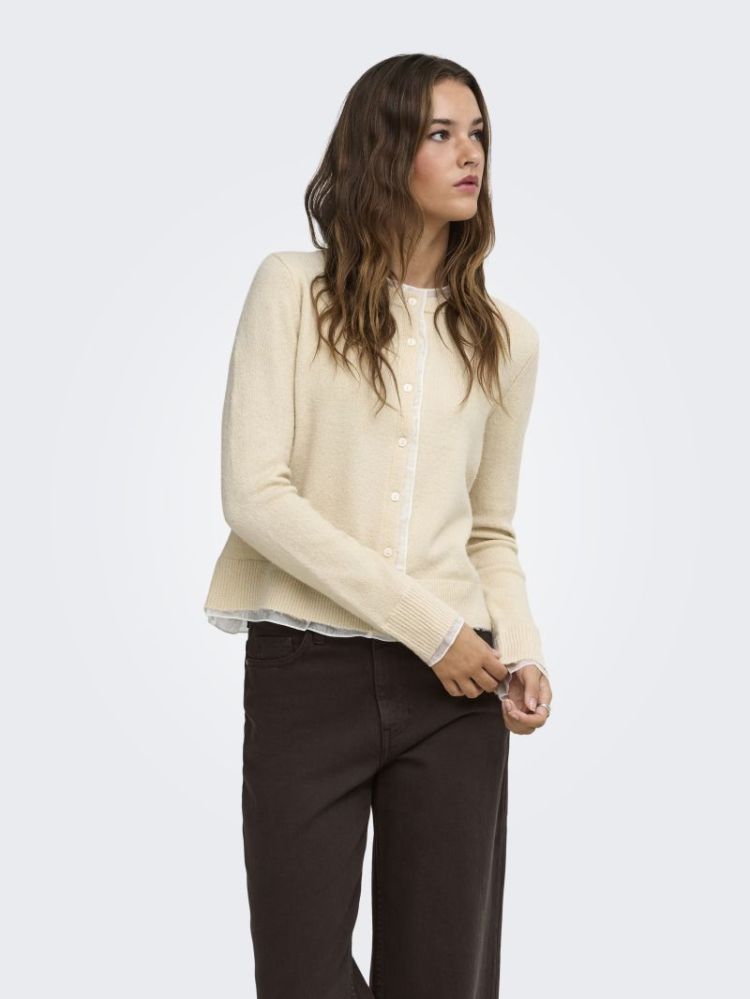 ONLRINE LS O-NECK MIX CARDIGAN 180069001 Beige