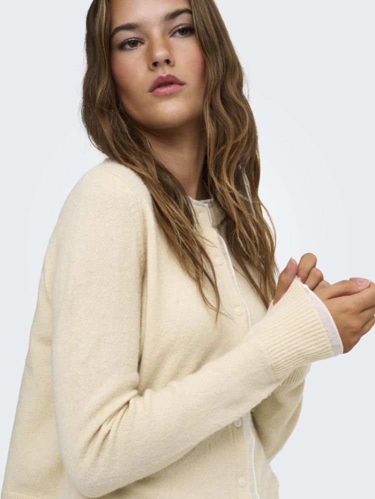 ONLRINE LS O-NECK MIX CARDIGAN 180069001 Beige