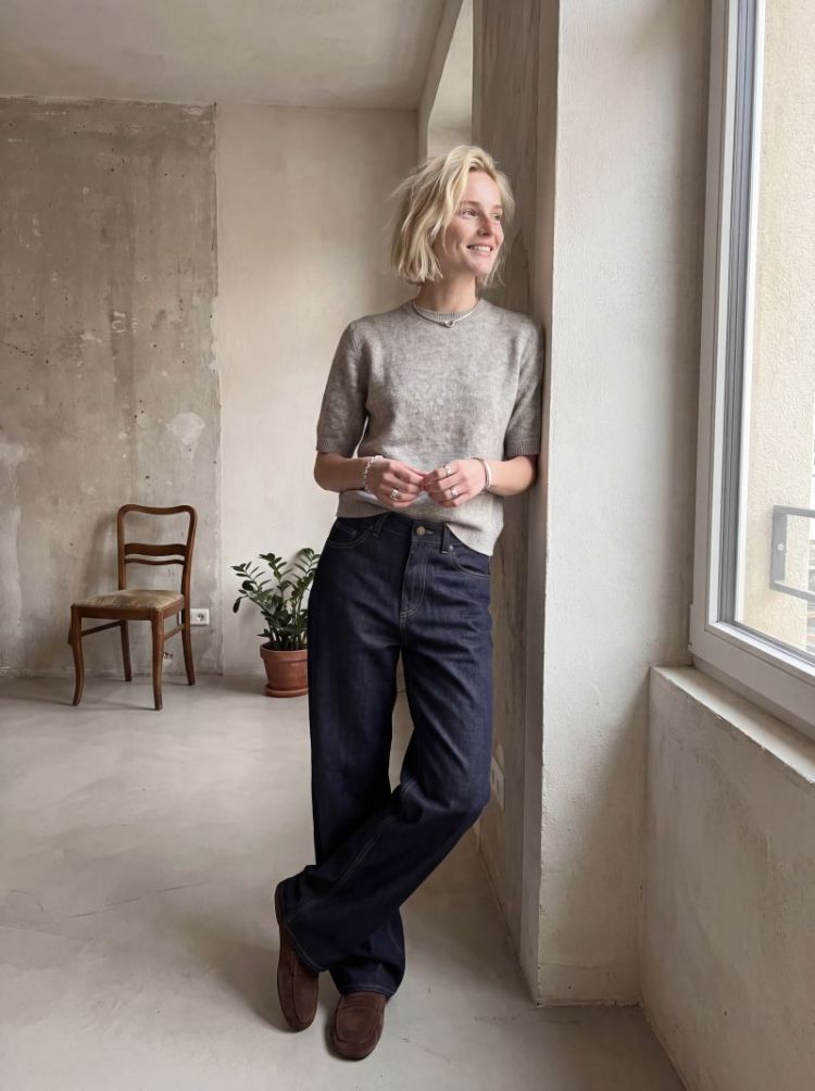 JXVALERIA SS KNIT 179085 Light Gr