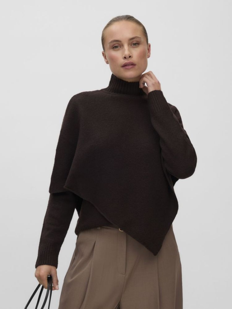 VMCAMILA LS CAPE HIGHNECK PULL 297957 Chocolat