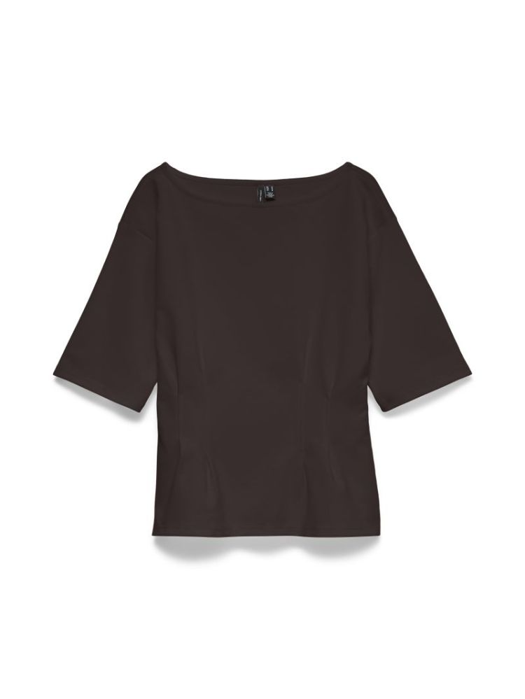 VMBJORK SS BOATNECK TOP JRS 297957 Chocolat
