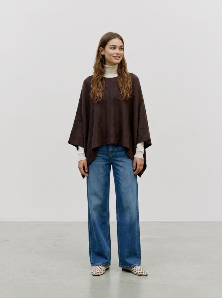 VMISLA LS O-NECK CAPE 297957001 Choco